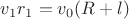 $v_1 r_1 = v_0(R+l)$