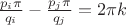 $\frac{p_i\pi}{q_i}-\frac{p_j\pi}{q_j}=2\pi k$