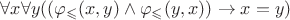 $ \forall x \forall y ((\varphi_\leqslant (x,y) \wedge \varphi_\leqslant (y,x)) \to x = y) $