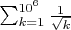 $\sum^{10^6}_{k=1} \frac{1}{\sqrt k}$