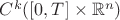 $C^k([0,T]\times \mathbb{R}^n)$