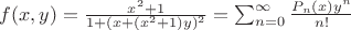 $f(x,y)=\frac{x^2+1}{1+(x+(x^2+1)y)^2}=\sum_{n=0}^\infty\frac{P_n(x)y^n}{n!}$