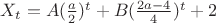 $X_t=A(\frac{a}{2})^t+B(\frac{2a-4}{4})^t+2$