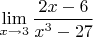 $\mathop{\lim }\limits_{x\to    3}     \displaystyle \frac{2x-6}{x^{3} -27} $