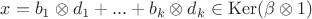 $x=b_1\otimes d_1 + ... + b_k\otimes d_k \in \operatorname{Ker}(\beta\otimes 1)$