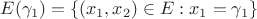 $E(\gamma_1)=\{(x_1,x_2)\in E: x_1=\gamma_1\}$