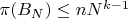 $\pi(B_N) \leq nN^{k-1}$