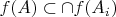 $f(A) \subset \cap f(A_i)$