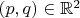 $(p, q) \in \mathbb{R}^2$