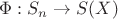 $\Phi: S_{n} \rightarrow S(X)$