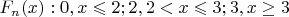 $F_n(x):0, x\leqslant 2;2,2<x\leqslant 3;3, x\geq3$
