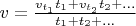 $v=\frac{v_{t_1}t_1+v_{t_2}t_2+...}{t_1+t_2+...}$