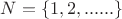$N=\{1, 2, ......\}$