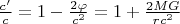 $\frac{c^\prime}{c}=1-\frac{2\varphi}{c^2}=1+\frac{2MG}{rc^2}$