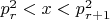 $p^2_r <x< p^2_{r+1}$