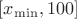 $[x_{\min}, 100]$