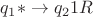 $q_1 * \to q_2 1 R$