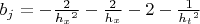 $b_j=-\frac2{{h_x}^2}-\frac2{h_x}-2-\frac1{{h_t}^2}$