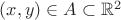 $(x,y)\in A \subset \mathbb R^2$