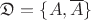 $\mathfrak{D} = \{  A, \overline{A} \}$