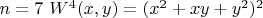 $n=7$       $W^4(x,y)=(x^2+xy+y^2)^2$