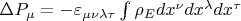 $\Delta P_{\mu} = - \varepsilon_{\mu \nu \lambda \tau} \int \rho_E dx^{\nu}dx^{\lambda}dx^{\tau}$