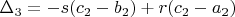 $\Delta_{3}=-s(c_{2}-b_{2})+r(c_{2}-a_{2})$