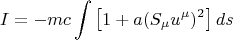 $$ I=-mc\int \left [ 1+a (S_{\mu} u^{\mu})^2 \right ] ds $$