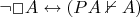 $\neg \Box A \leftrightarrow (PA \nvdash A)$