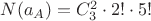 $N(a_A) = C_3^2\cdot 2! \cdot 5!$