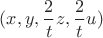 $(x,y,\dfrac 2tz,\dfrac 2tu)$