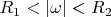 $R_1 < \left| \omega \right| < R_2$