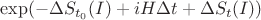 $\exp(- \Delta S_{t_0}(I) + iH \Delta t +\Delta S_{t}(I) )$