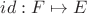 $id: F \mapsto E$