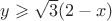 $y\geqslant \sqrt{3}(2-x)$