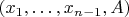 $(x_1,\ldots,x_{n-1},A)$