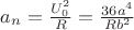 $a_{n}=\frac{U_{0}^2}{R}=\frac{36a^4}{Rb^2}$ $a_{n}=\frac{U_{0}^2}{R}=\frac{36a^4}{Rb^2}$