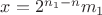$x=2^{n_1-n}m_1$