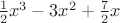 $\frac12 x^3-3x^2+\frac72x$