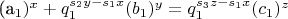 (a_1)^x + q_1^{s_2y - s_1x}(b_1)^y = q_1^{s_3z - s_1x}(c_1)^z