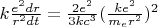 $ k \frac{e^2 dr}{r^2 dt}=\frac{2 e^2}{3 k c^3} (\frac{k e^2}{ m_e r^2})^2$