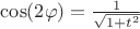 $\cos(2\varphi)=\frac{1}{\sqrt{1+t^2}}$