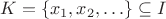 $K=\{x_1,x_2,\ldots\}\subseteq I$