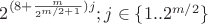$2^{(8 + \frac{m}{2^{m/2+1}})j}; j \in \{1 .. 2^{m/2}\}$