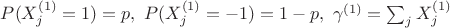 $P(X_j^{(1)} = 1)=p, \ P(X_j^{(1)}=-1)=1-p, \ \gamma^{(1)} = \sum_j X^{(1)}_j $