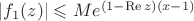 $|f_1(z)| \leqslant Me^{(1 -  \operatorname{Re}z)(x - 1)}$
