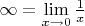 $\infty = \lim\limits_{x\to0}\frac1x$