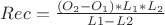 $Rec=\frac {(O_2-O_1)*L_1*L_2} {L1-L2}$