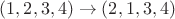 $(1,2,3,4) \to (2,1,3,4)$