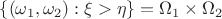 $\{(\omega_1,\omega_2):\xi>\eta\}=\Omega_1\times\Omega_2$